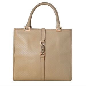 Gucci Microguccissima Leather Tote with Jackie Piston Clasp Vintage Soft Beige